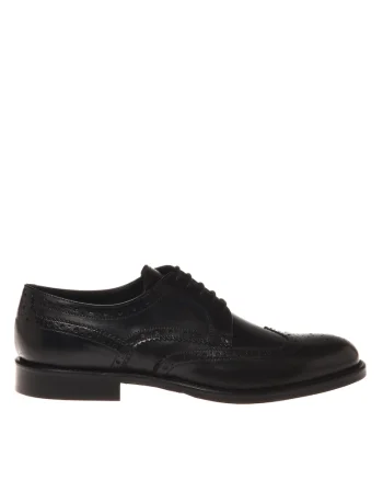 Pantofi Oxford din piele cu perforatii, Negru