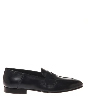 Pantofi loafer din piele cu varf rotund, Albastru ultramarin