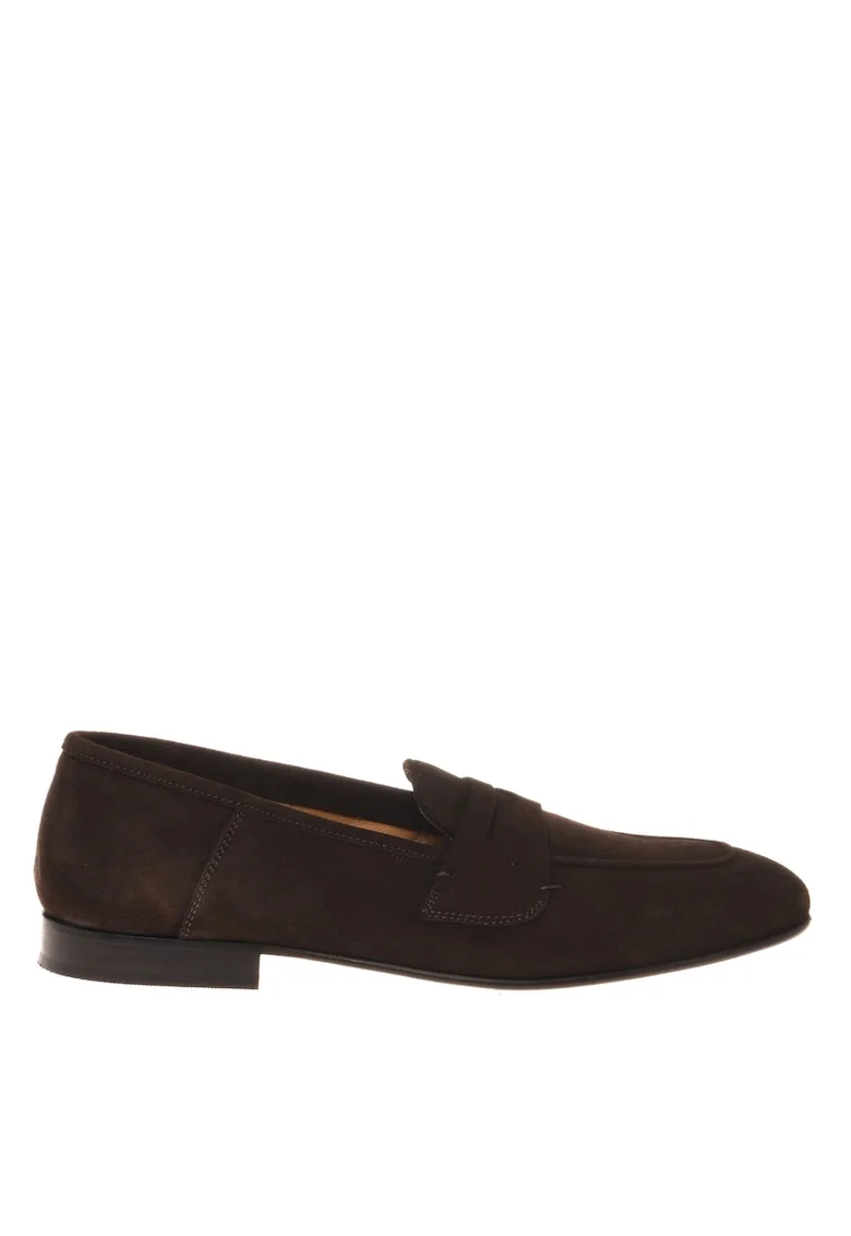 Pantofi loafer de piele intoarsa uni, Maro