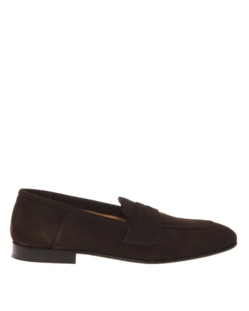 Pantofi loafer de piele intoarsa uni, Maro
