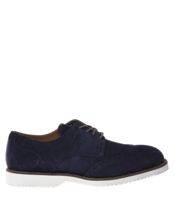 Pantofi de piele intoarsa cu siret, Albastru indigo