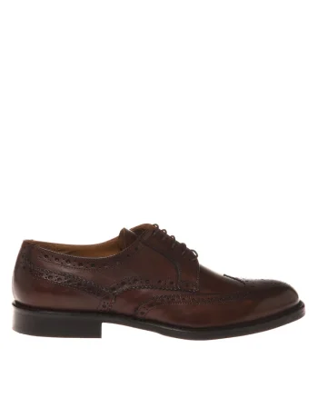 Pantofi Oxford din piele cu perforatii, Maro inchis