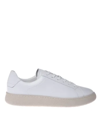 Pantofi sport de piele cu varf rotund, Alb