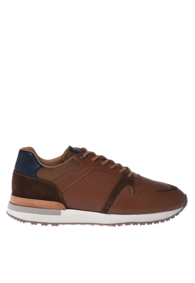 Pantofi sport low-cut de piele, Maro