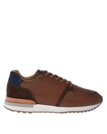 Pantofi sport low-cut de piele, Maro