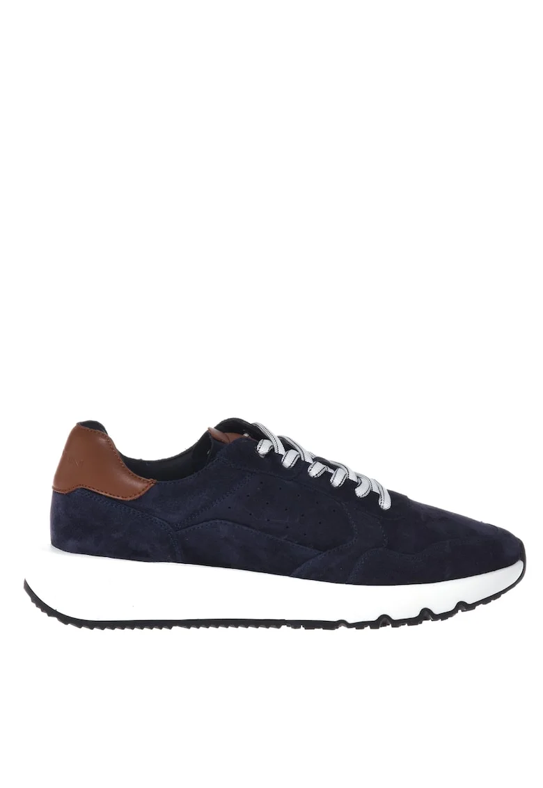 Pantofi sport wedge de piele intoarsa, Bleumarin