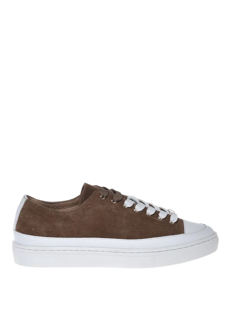 Pantofi sport unisex de piele intoarsa cu platforma, Maro taupe