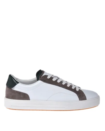 Pantofi sport de piele cu insertii de piele intoarsa, Alb