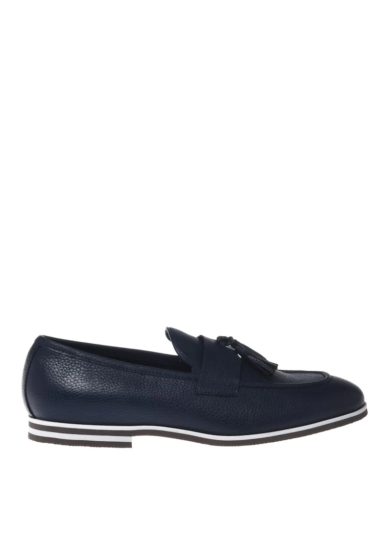 Pantofi loafer de piele cu canafi, Albastru indigo
