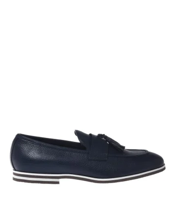Pantofi loafer de piele cu canafi, Albastru indigo