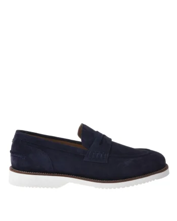 Pantofi loafer de piele intoarsa cu talpa contrastanta, Bleumarin