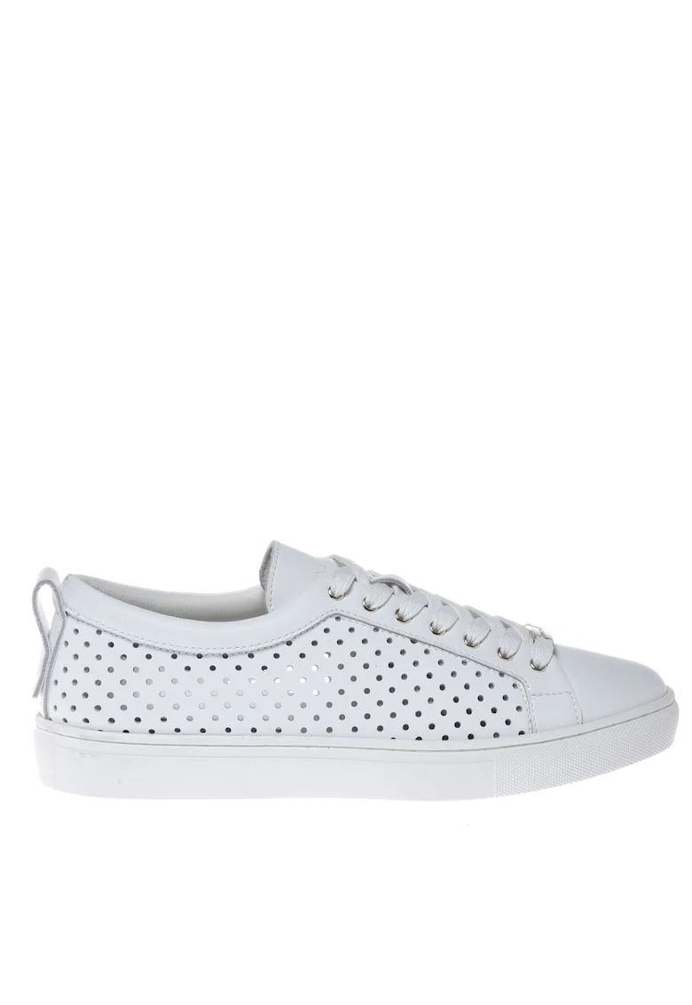 Pantofi sport unisex de piele nappa cu perforatii, Alb