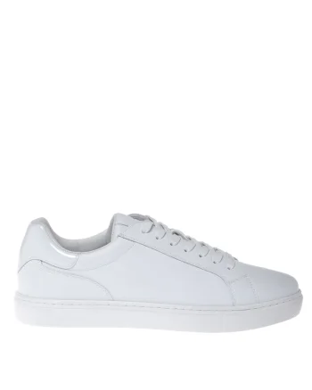 Pantofi sport low-cut cu segmente de piele lacuita, Alb