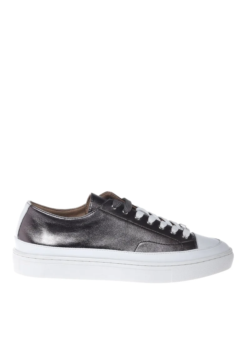 Pantofi sport unisex low-cut de piele cu platforma, Gri inchis