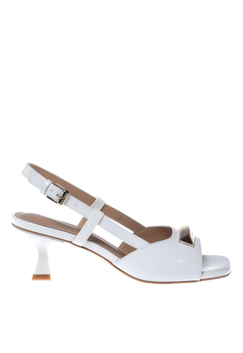 Sandale de piele cu toc kitten, Alb