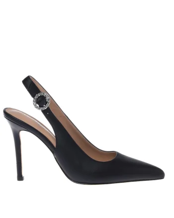 Pantofi slingback de piele cu varf ascutit, Negru