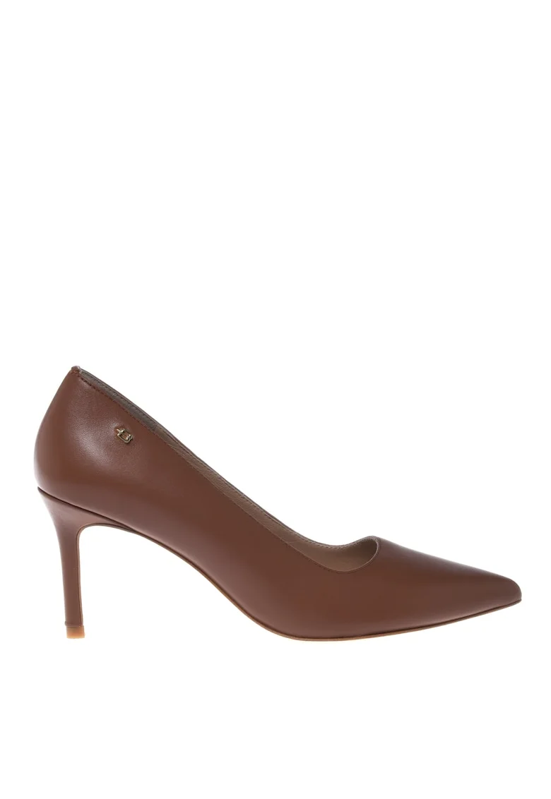 Pantofi de piele cu varf ascutit, Maro