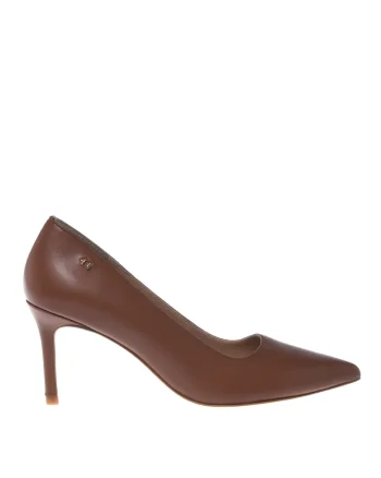 Pantofi de piele cu varf ascutit, Maro