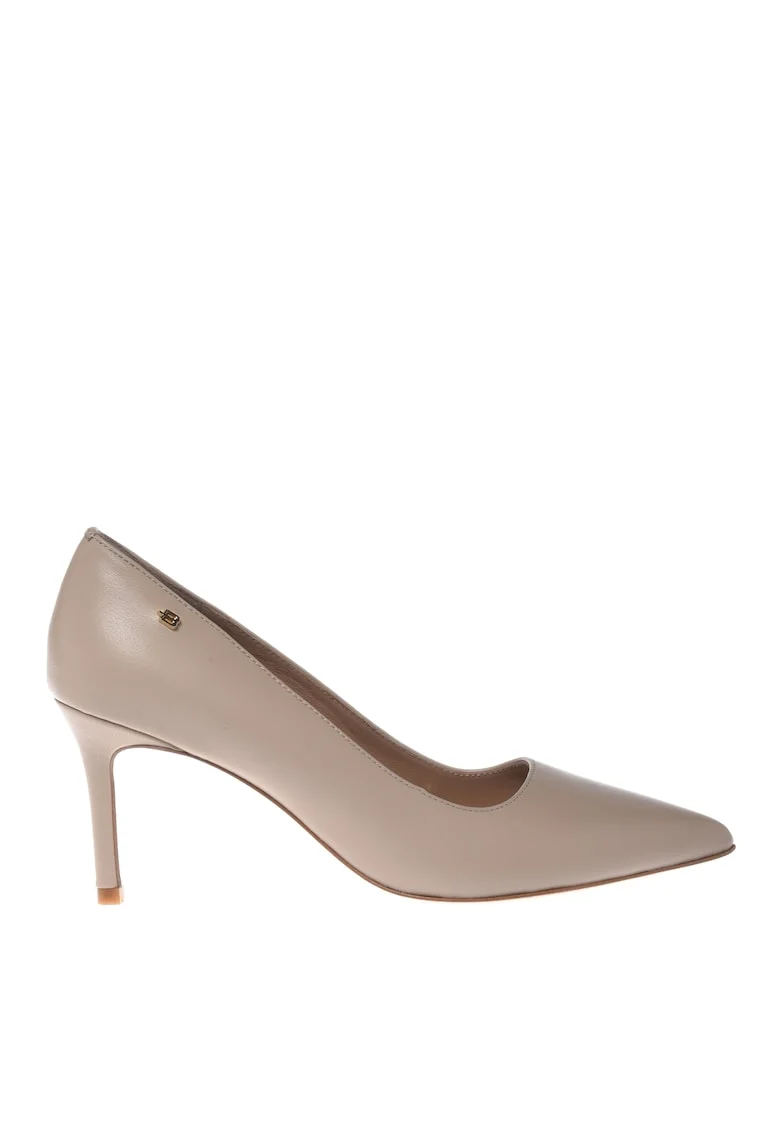 Pantofi de piele cu varf ascutit, Bej deschis