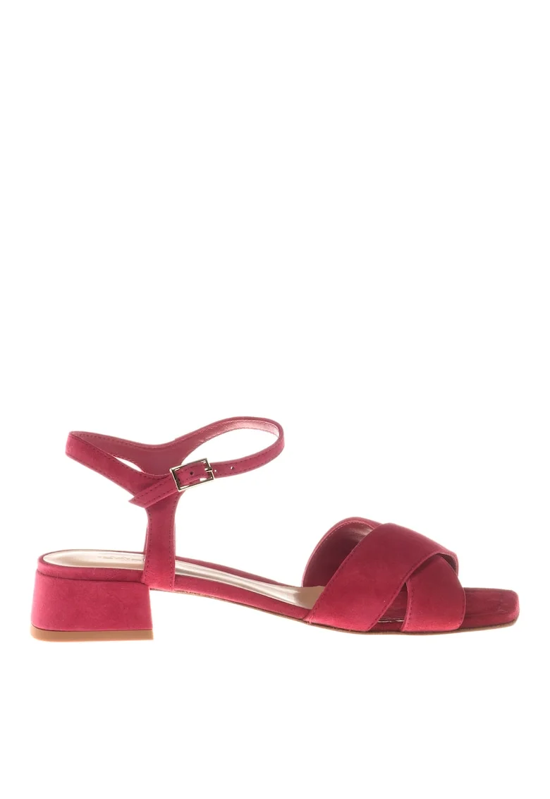 Sandale de piele intoarsa cu bareta pe glezna, Fucsia