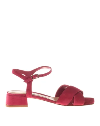 Sandale de piele intoarsa cu bareta pe glezna, Fucsia