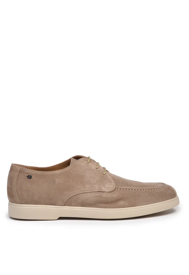 Pantofi de piele intoarsa cu siret, Bej