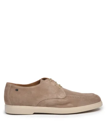 Pantofi de piele intoarsa cu siret, Bej
