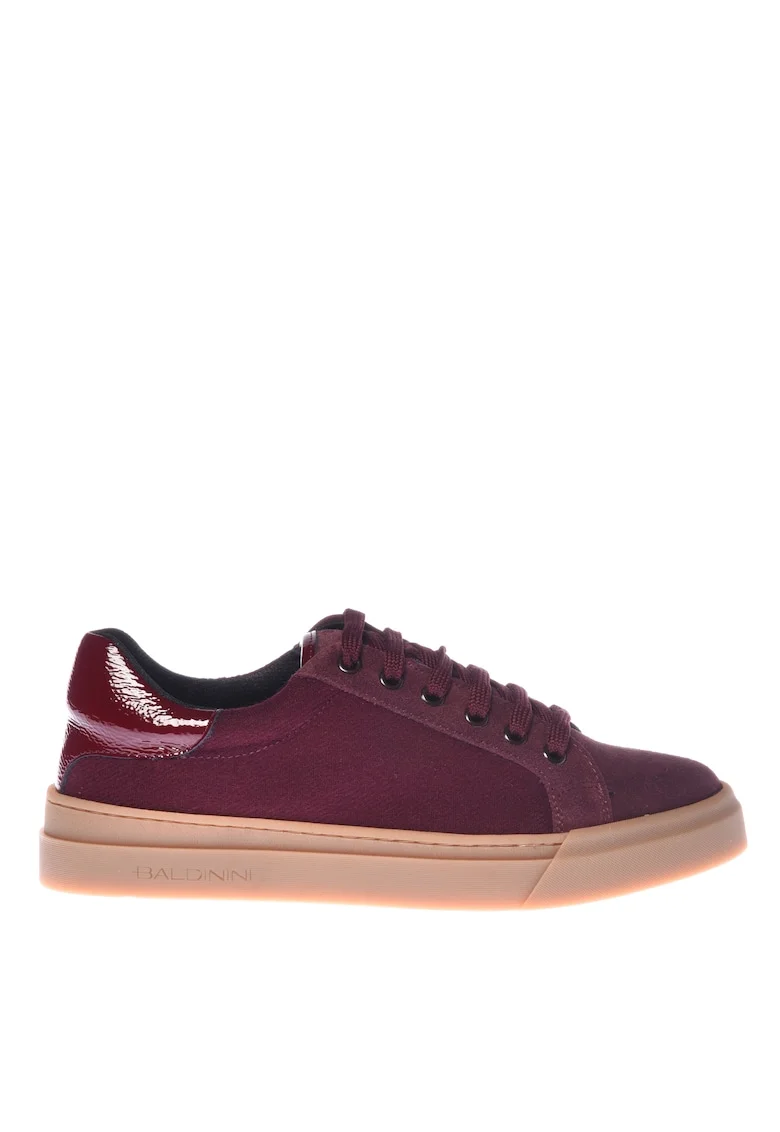 Pantofi sport de piele intoarsa si material textil, Visiniu