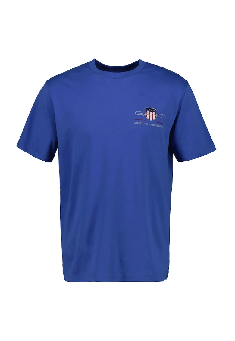 Tricou regular fit cu decolteu la baza gatului Archive, Albastru regal