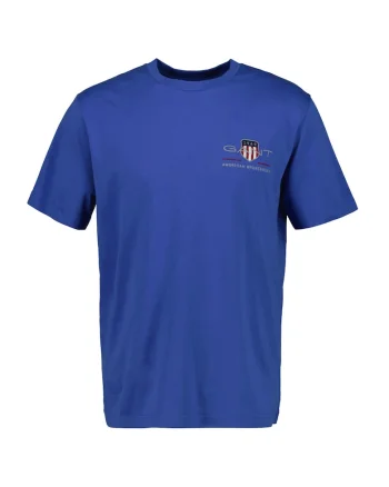 Tricou regular fit cu decolteu la baza gatului Archive, Albastru regal