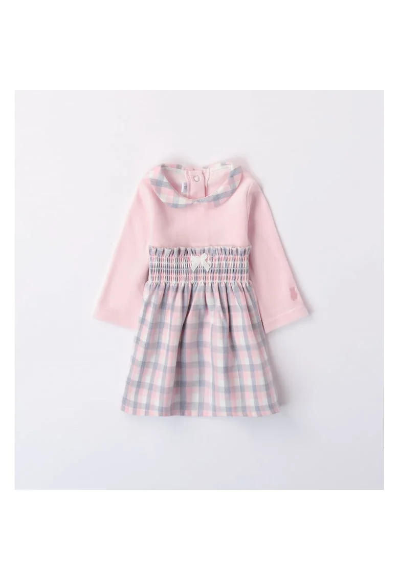 Rochie bicolora pentru bebe fetite,  3.7742TI23, Alb/Gri/Roz