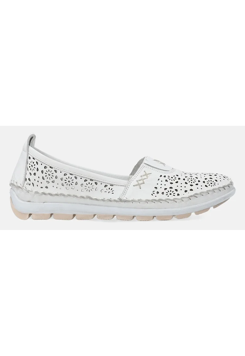Pantofi loafer uni din piele cu model perforat
