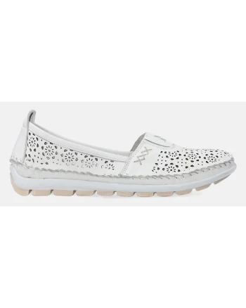 Pantofi loafer uni din piele cu model perforat