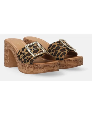 Sandale cu toc si model animal print