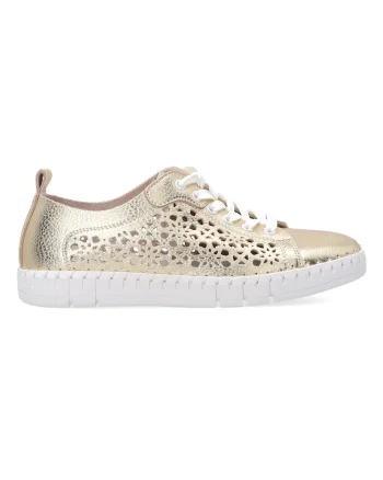 Pantofi sport din piele cu aspect metalic si perforatii