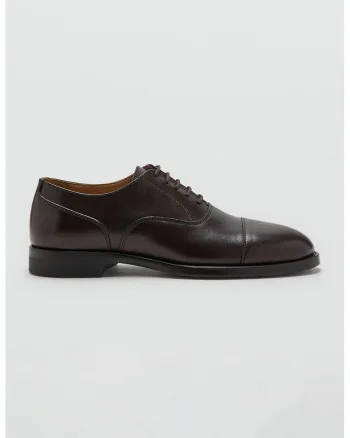 Pantofi oxford din piele, Maro cognac