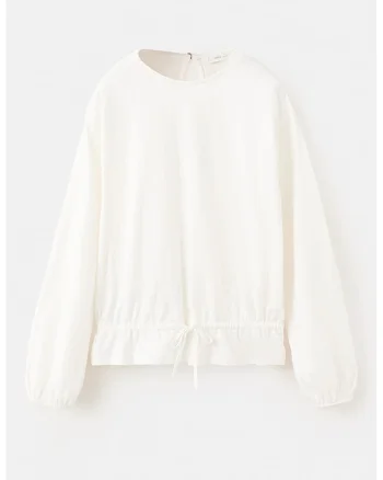 Bluza uni cu maneci lungi, Alb