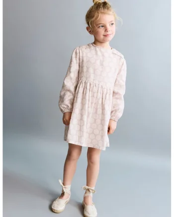 Rochie mini din bumbac cu imprimeu floral, Roz pastel