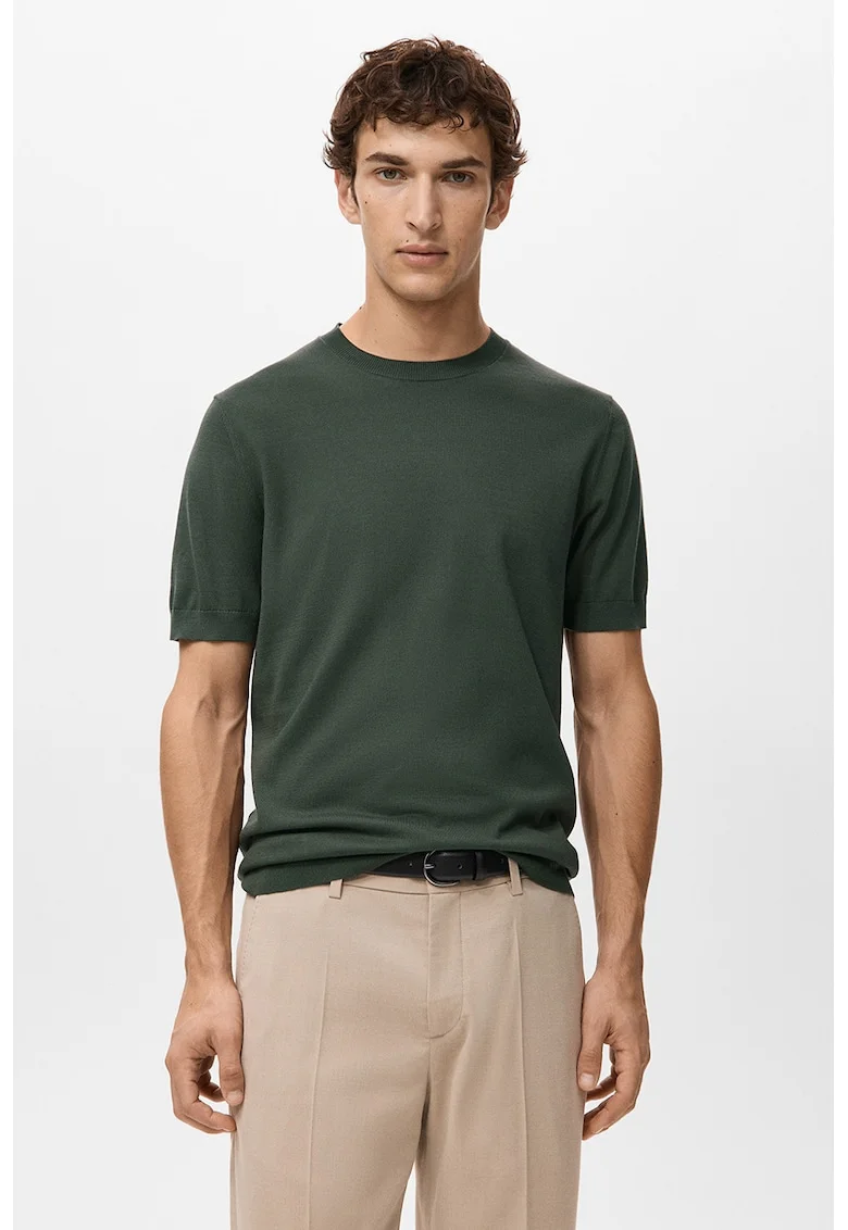 Tricou tricotat fin din bumbac, Verde feriga