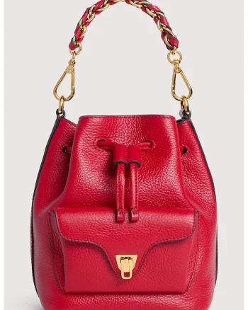 Geanta bucket cu maner lant Beat Generation, Rosu vermillion