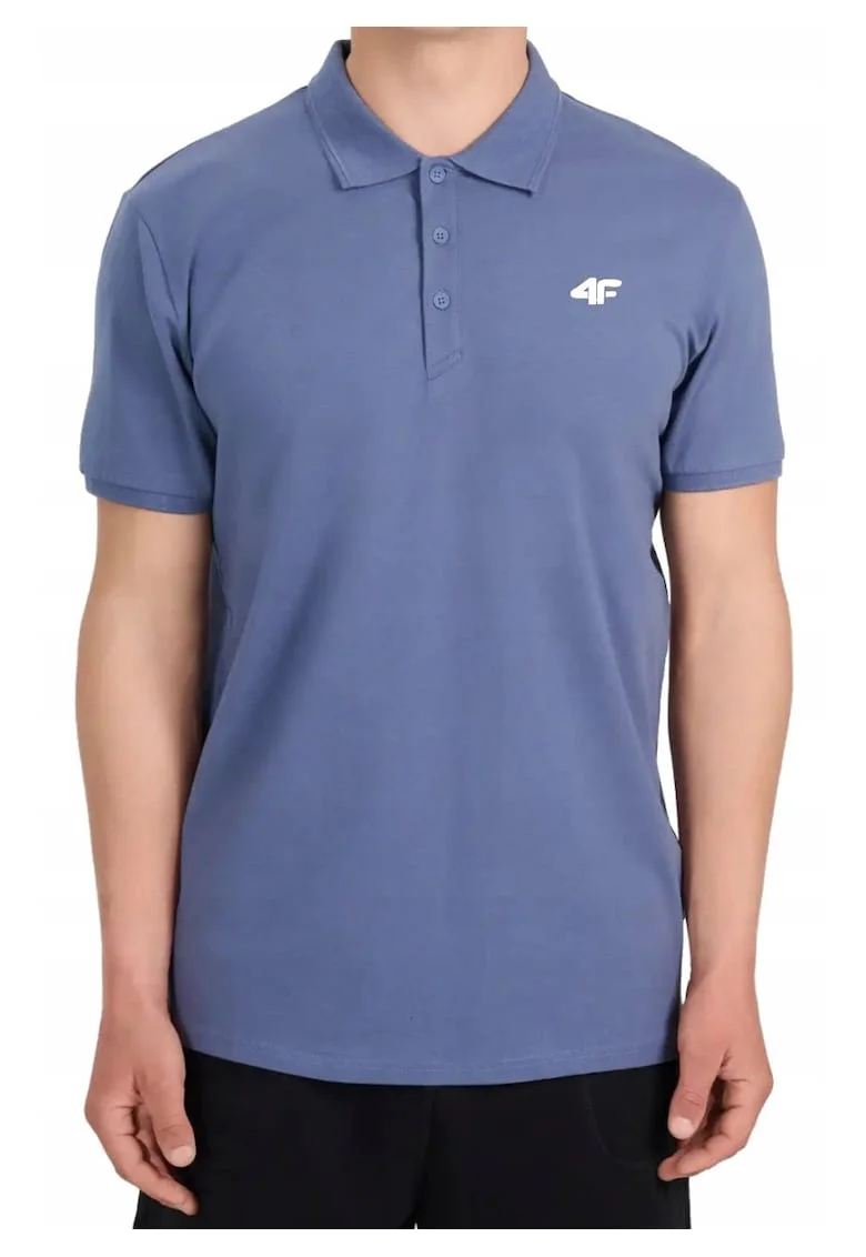 Tricou polo cu detaliu logo in piept, Albastru prafuit