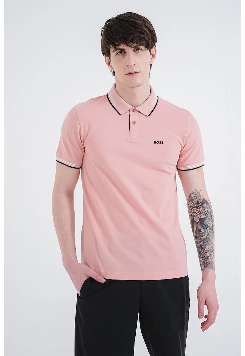 Tricou polo slim fit Paul, Roz deschis