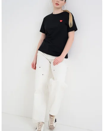Tricou regular fit cu aplicatie discreta cu inima Damacia, Negru