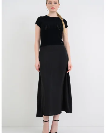 Rochie lunga evazata, Negru