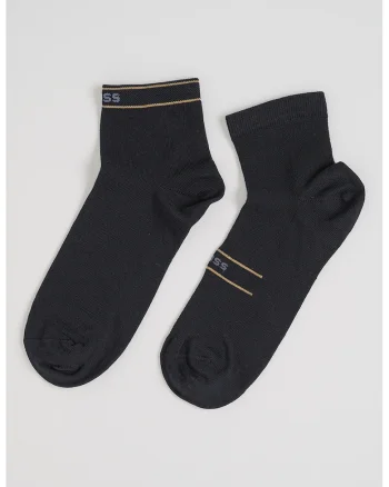 Set de sosete scurte cu imprimeu logo - 2 perechi, Negru/Maro