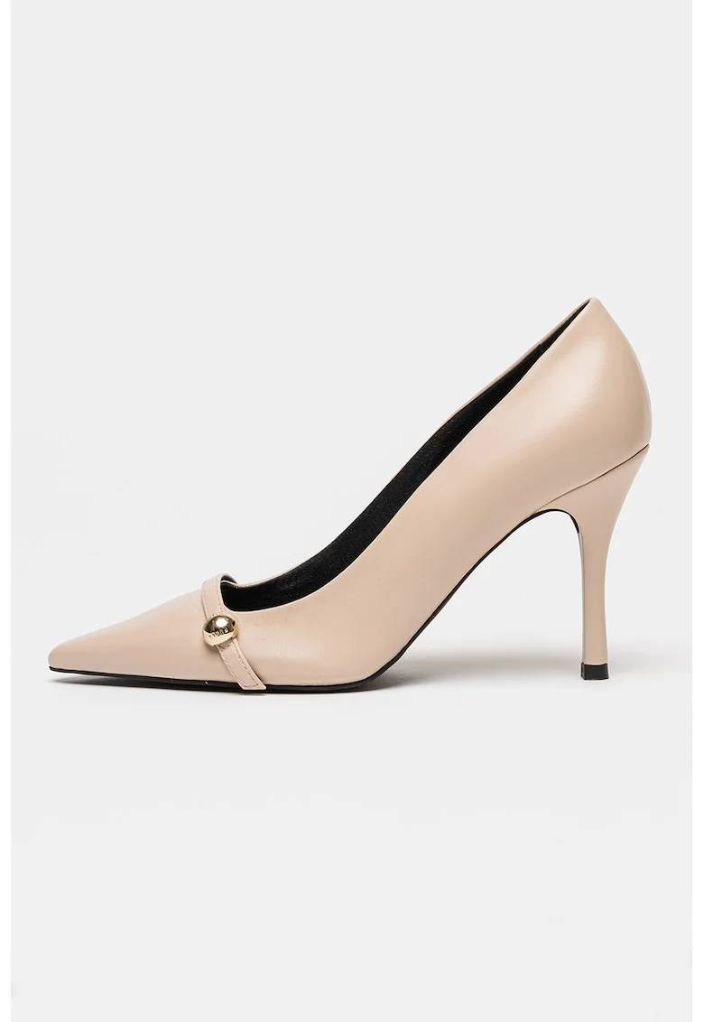 Pantofi de piele cu varf ascutit Sfera Decollete, Maro camel