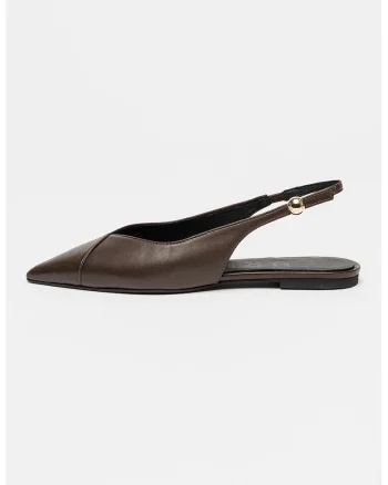 Balerini slingback din piele cu varf ascutit Sfera, Maro inchis