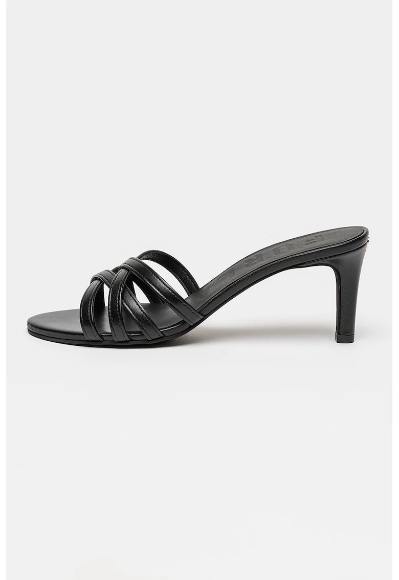 Papuci din piele cu toc Essential, Negru