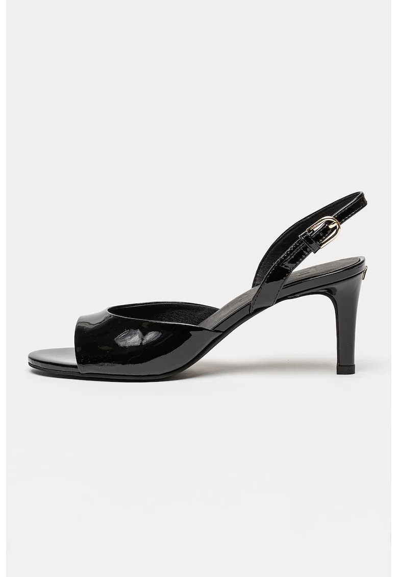 Sandale din piele lacuita Essential, Negru