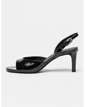Sandale din piele lacuita Essential, Negru
